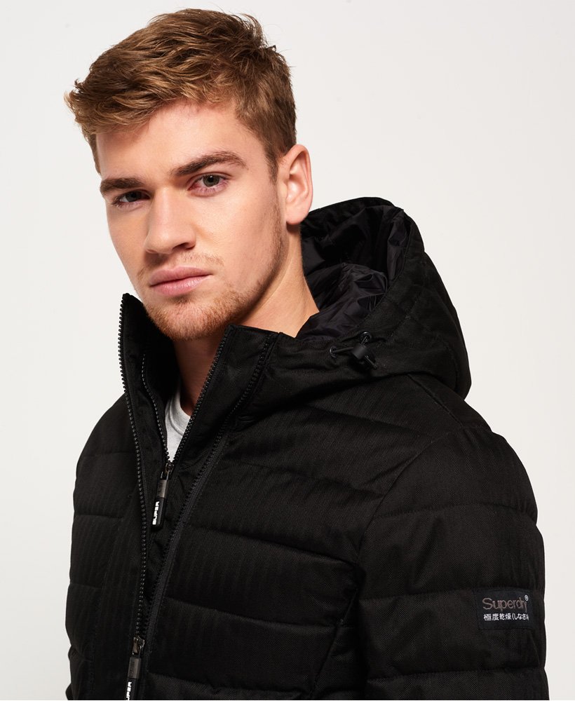 Men's - Double Zip Tweed Fuji Hooded Jacket in Black | Superdry UK