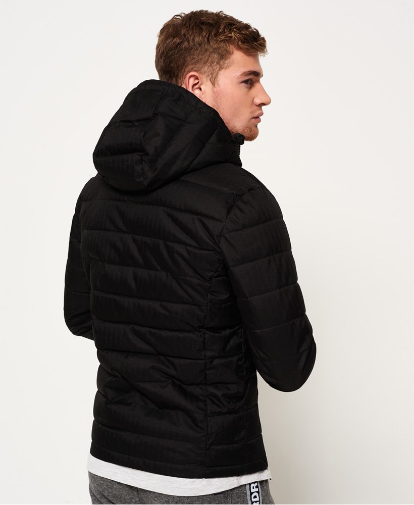 Mens - Double Zip Tweed Fuji Hooded Jacket in Black | Superdry