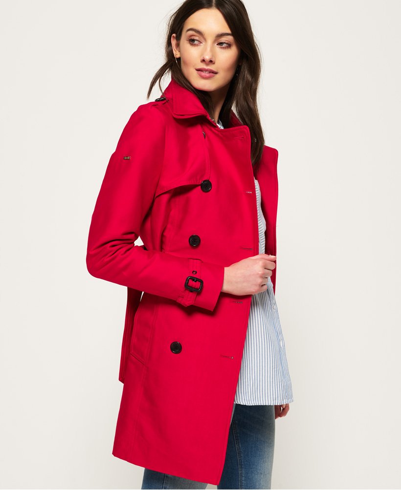 Womens - Belle Trench Coat in Letterbox Red | Superdry UK