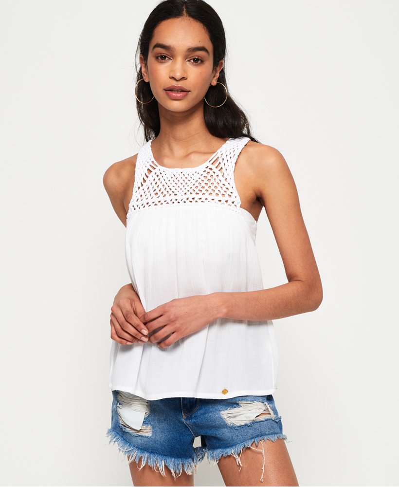 Womens - Alivia Knot Tank Top in White | Superdry UK