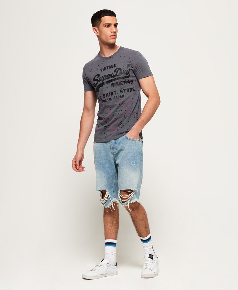 Mens - Shirt Shop Splatter T-Shirt in Grey | Superdry UK