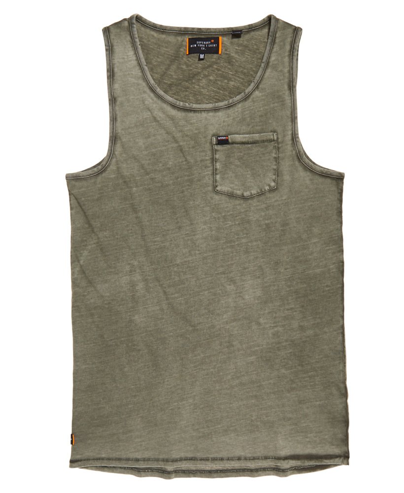 Men’s - Curve Longline Vest Top in Washed Seaweed Green | Superdry