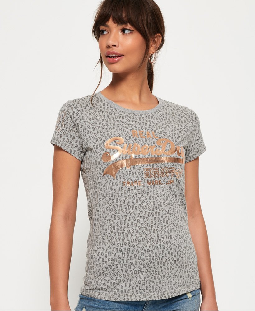 Damen - Vintage Logo T-Shirt im Ausbrennerstil Grau Meliert | Superdry DE