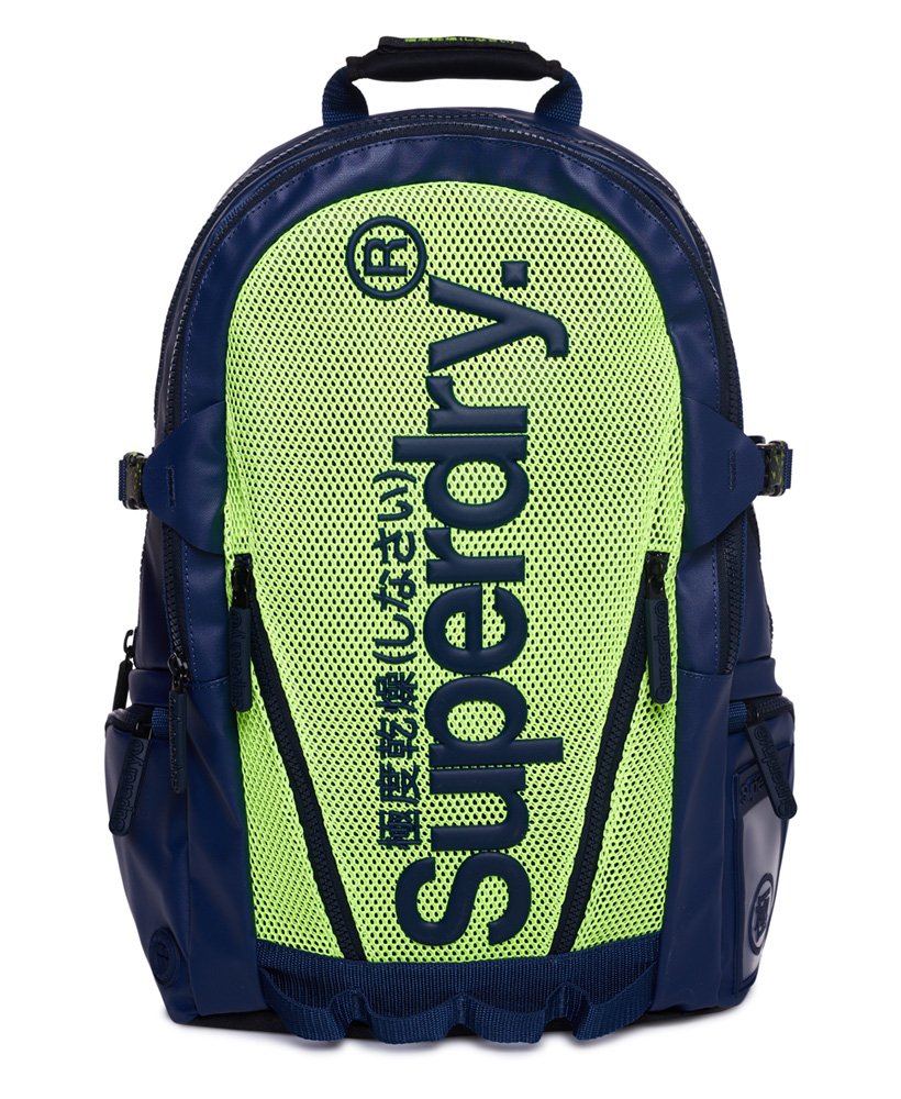Mens Mesh Tarp Backpack in Dark Navy/lime Superdry