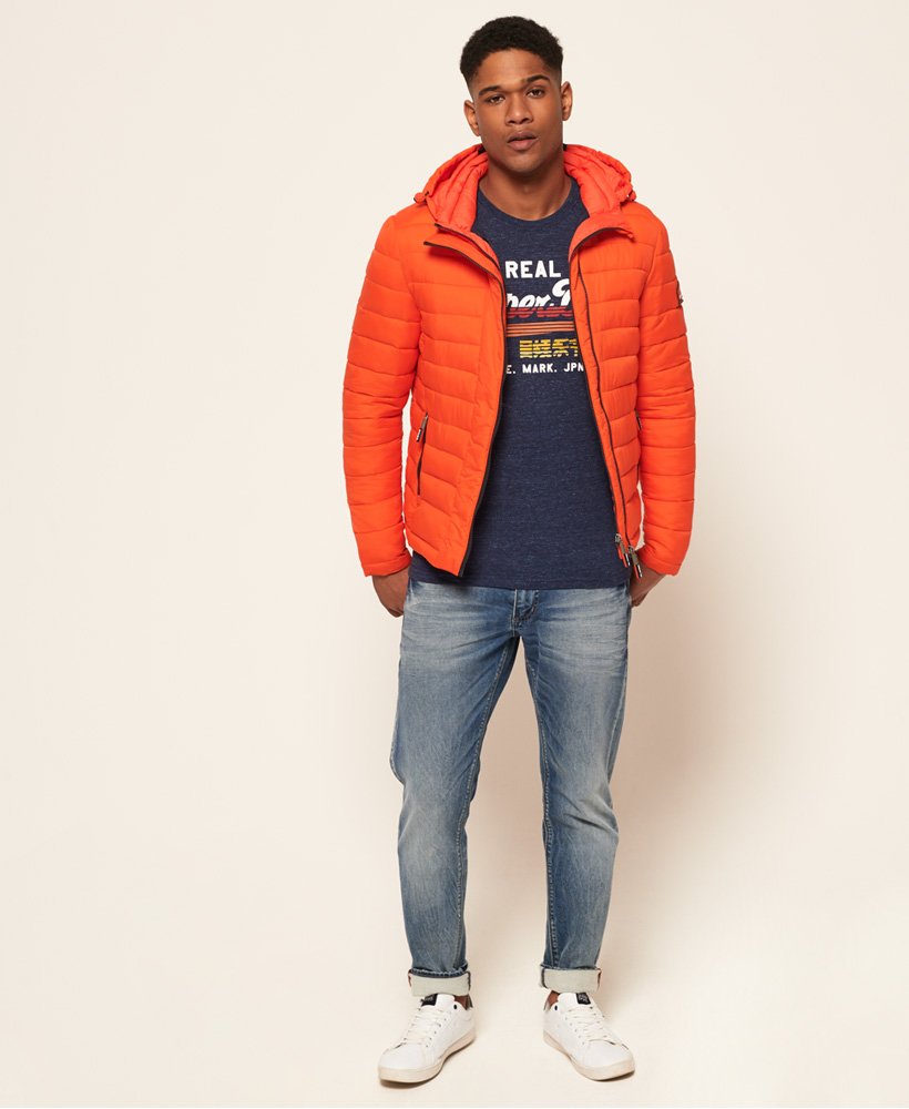 Men's - Fuji Double Zip Hooded Jacket in Deep Orange | Superdry UK