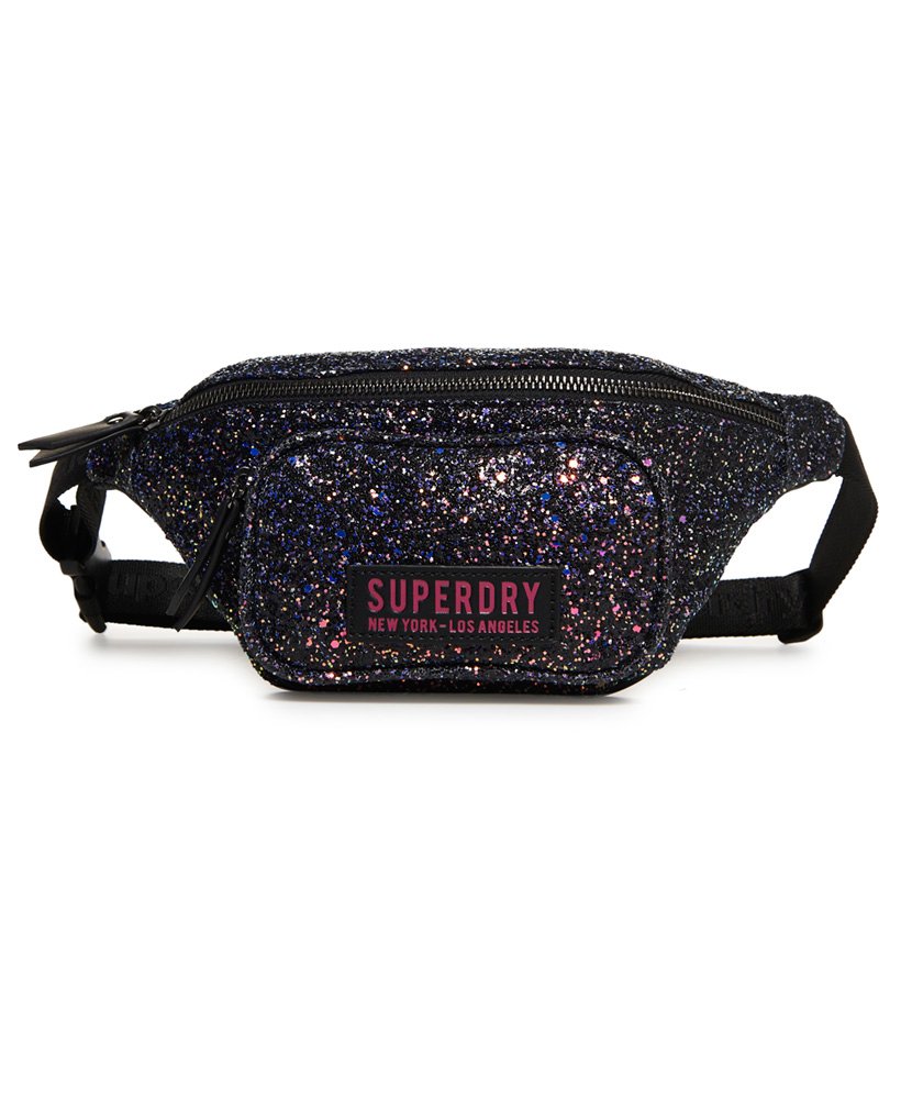 Womens - Disco Bum Bag in Black Glitter 