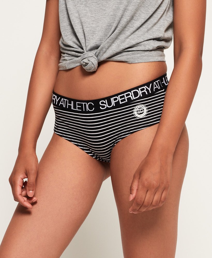 Women's Athletic Briefs in Black/white Stripe