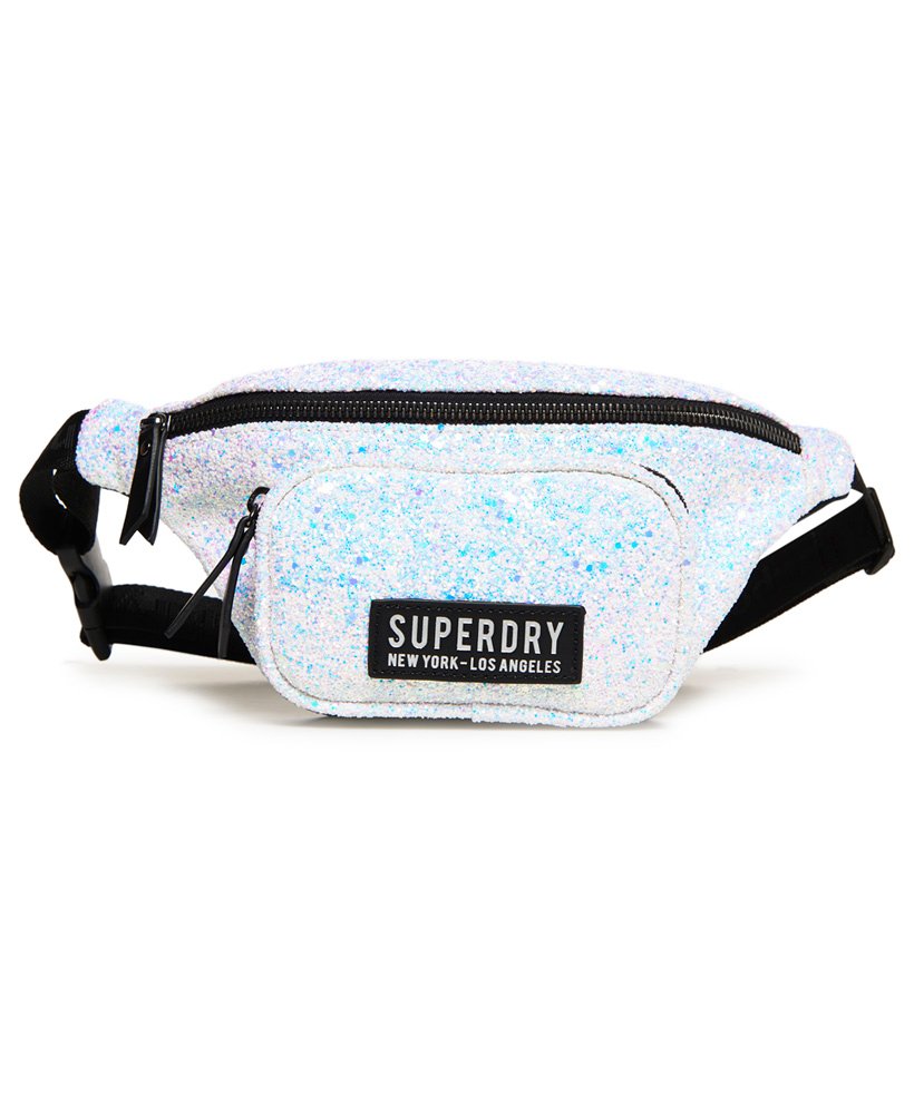 Womens - Disco Bum Bag in White Glitter | Superdry