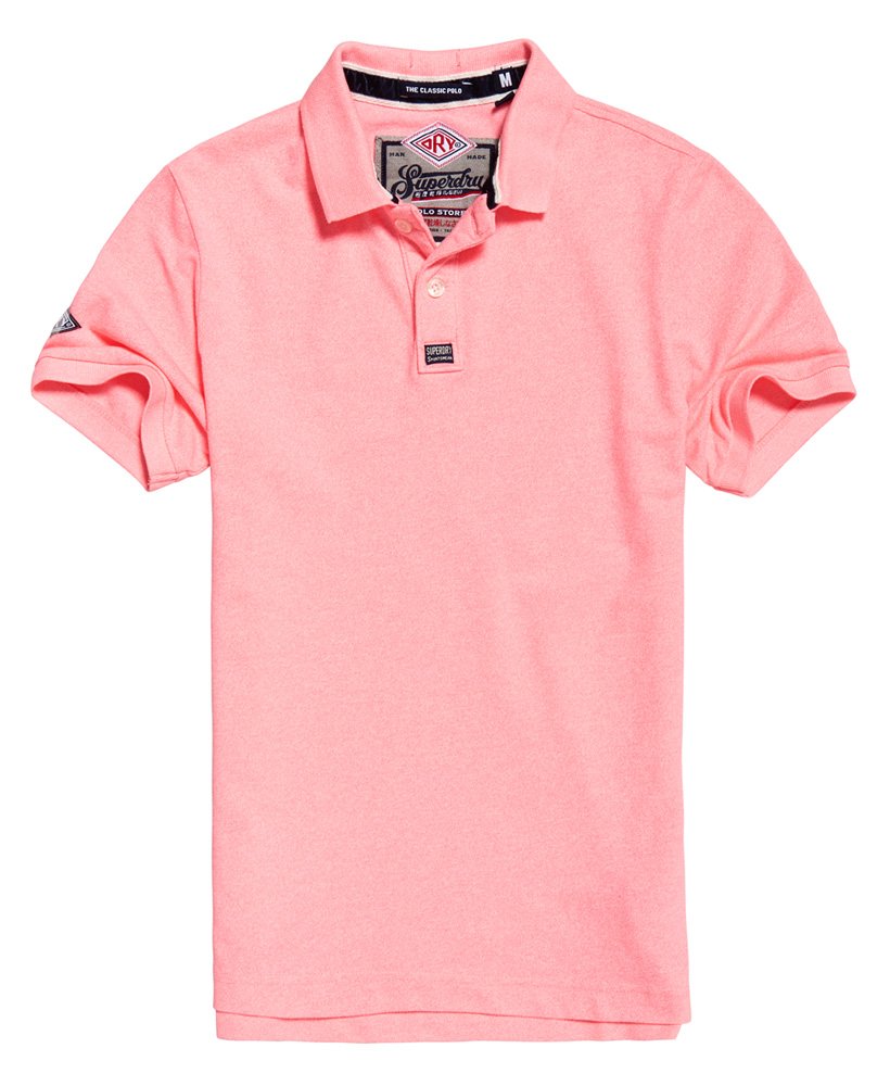 Mens - Classic Pique Polo Shirt in Fluro Pink Grindle | Superdry