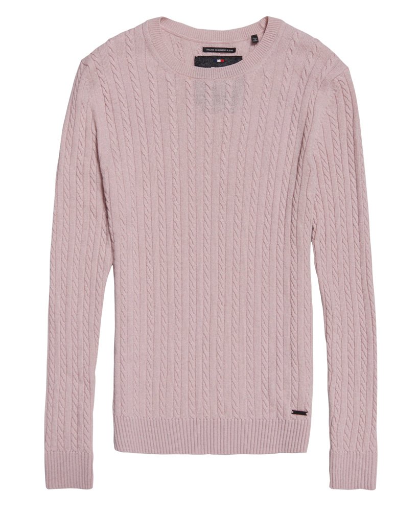 Womens - Luxe Mini Cable Knit Jumper in Soft Pink | Superdry