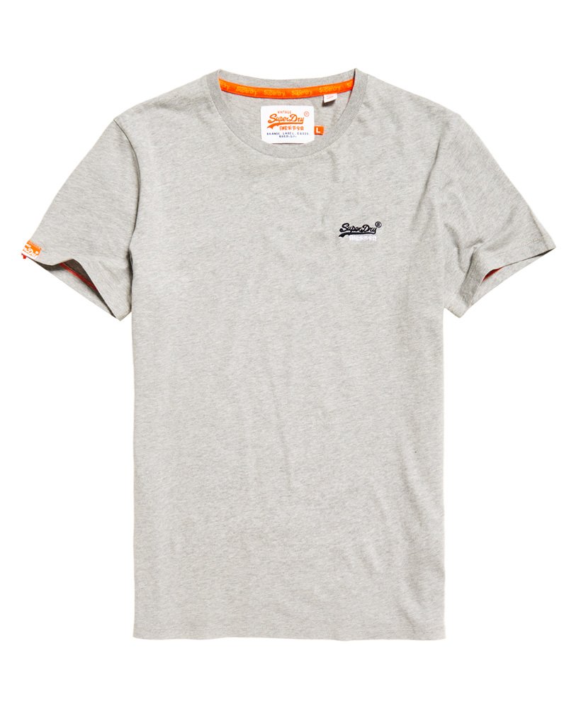 T-Shirt Embroidery in Orange Men\'s Grey Vintage Label | Superdry Marl US