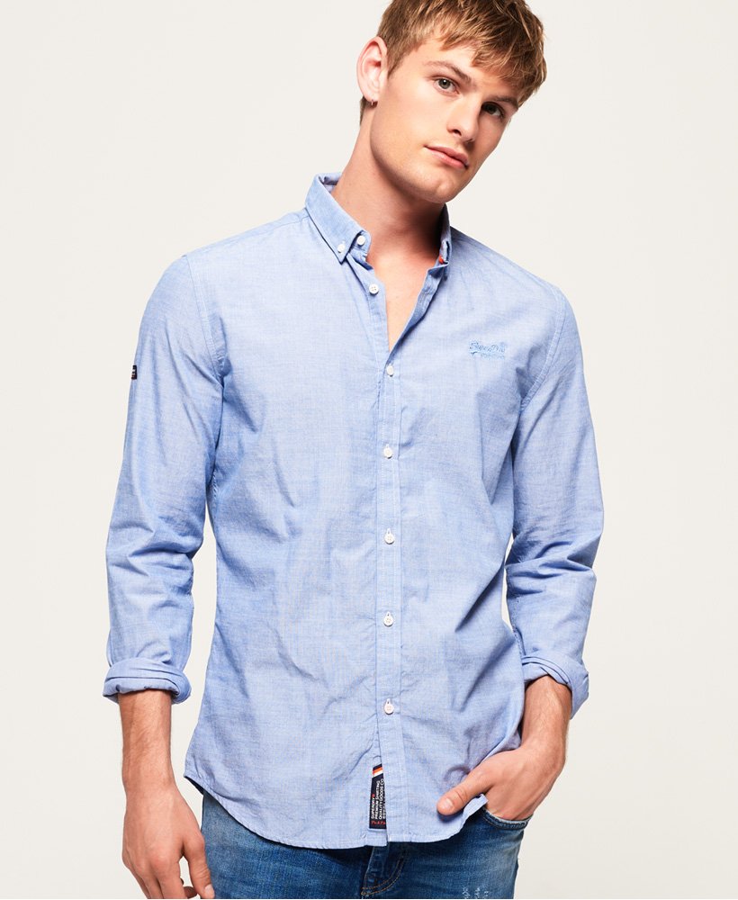 Men's Premium Button Down Shirt in Blue | Superdry US