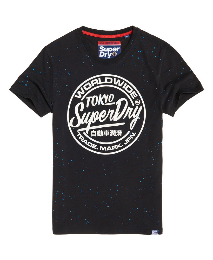Mens - Worldwide Ticket Type Splatter T-Shirt in Black | Superdry UK