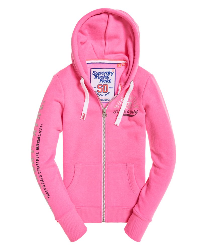Womens - Track & Field Zip Hoodie in Track Hot Pink | Superdry UK