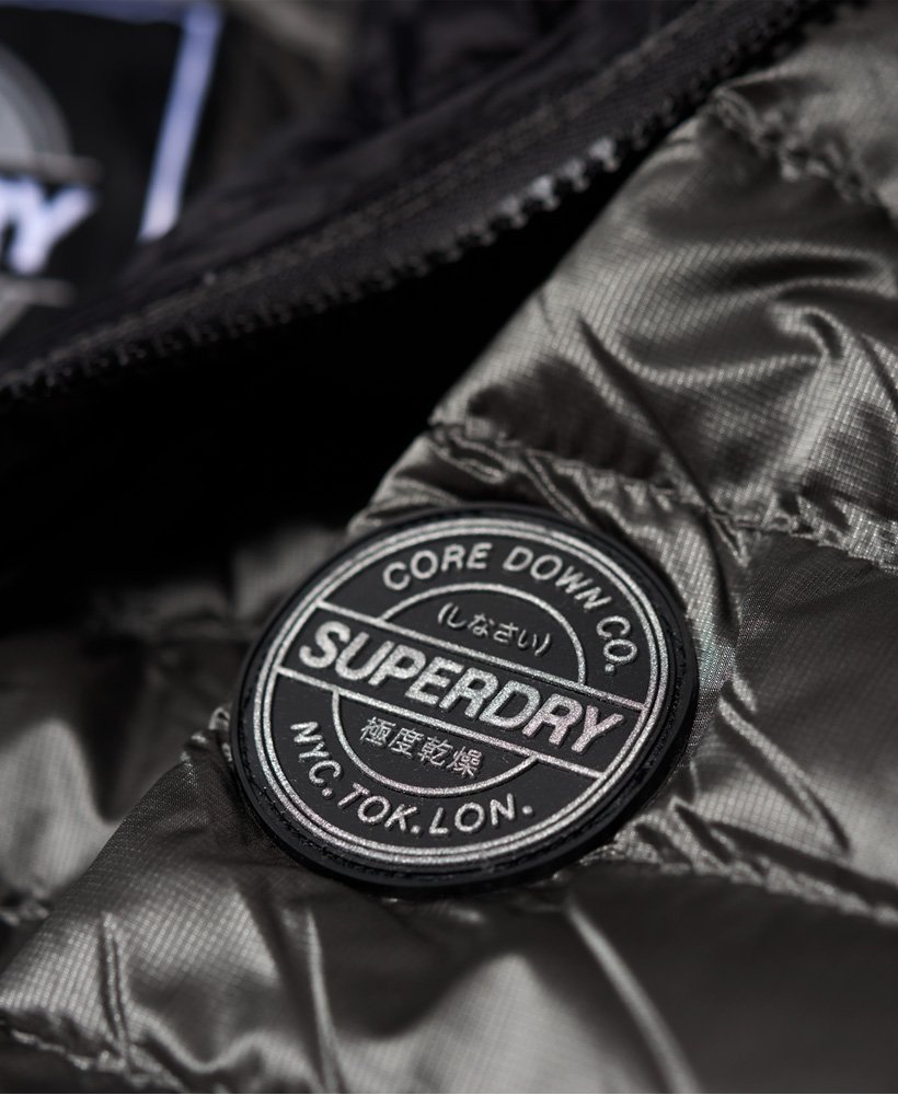 Womens - Core Down Hooded Jacket in Quartz Grey | Superdry UK