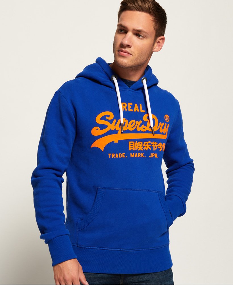 Ofertas En Sudadera Con Capucha Superdry - Vintage Script Estilo Trabajo  Wear Tee Hombre Azules