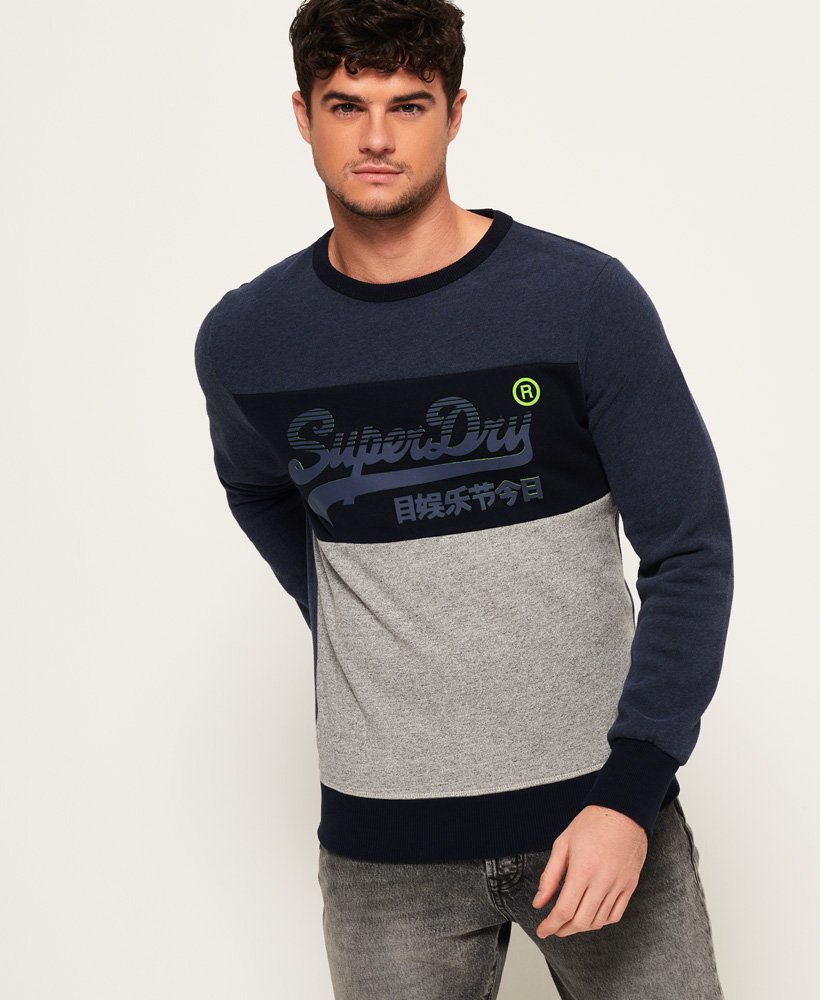 superdry vintage logo panel crew