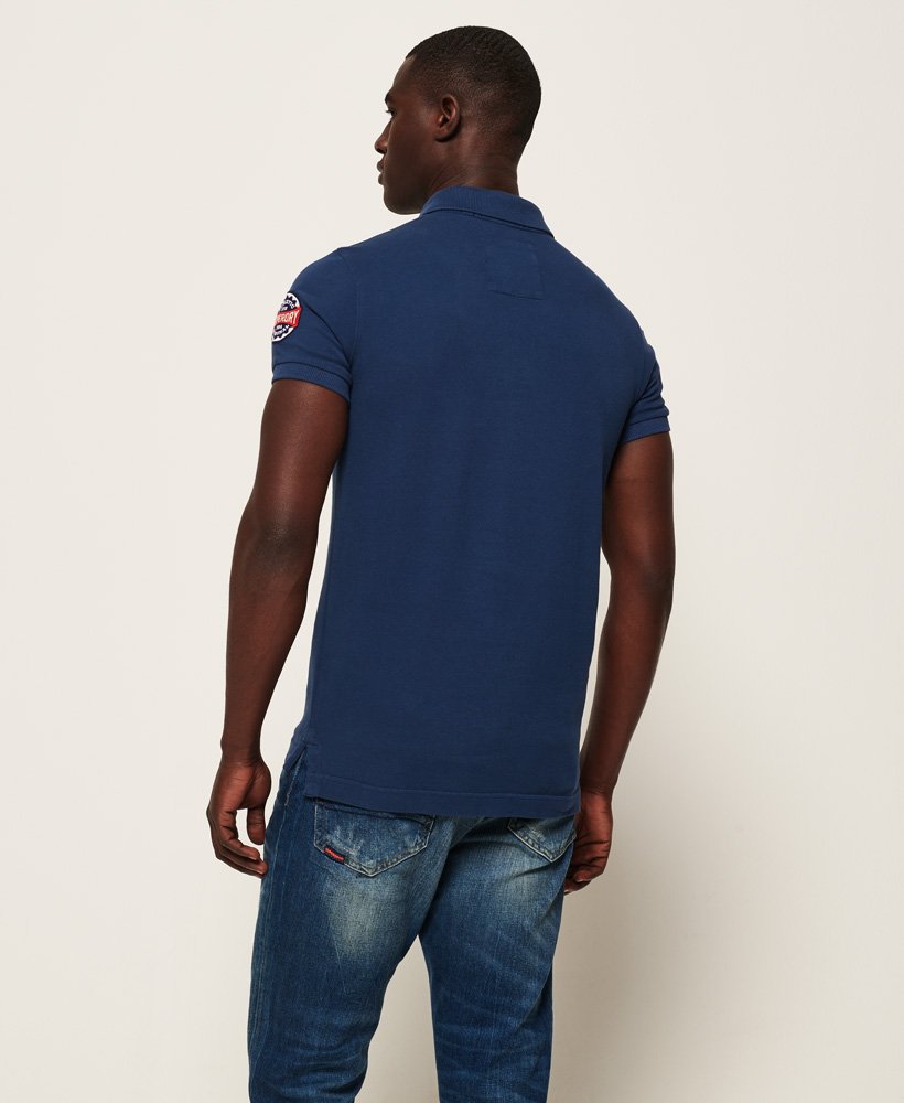 Men's Vintage Destroy Patch Polo Shirt in Blue | Superdry CA-EN