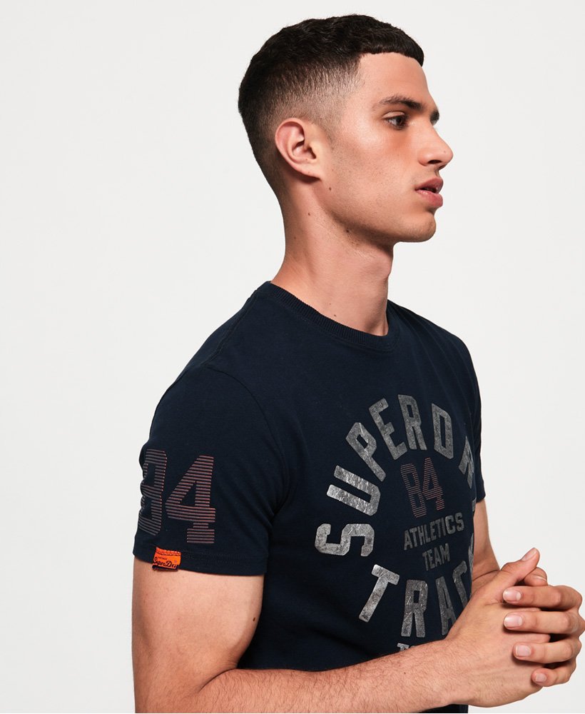 Men's Track and Field Metallic T-shirt in Navy | Superdry US