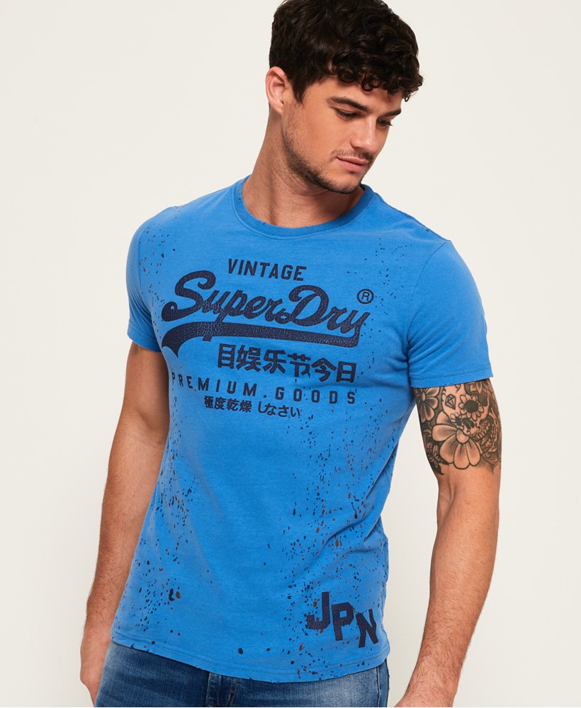 Mens - Premium Goods T-Shirt in Dry Smoulder Blue | Superdry