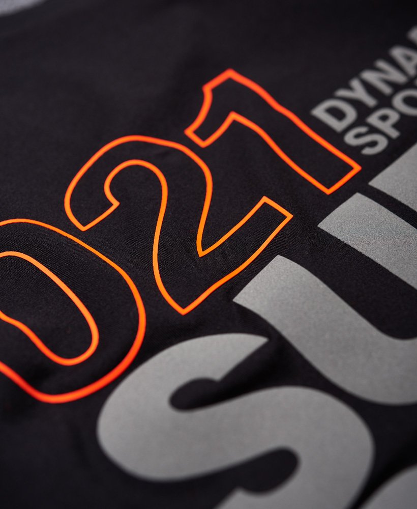 Mens - Active Graphic T-Shirt in Black/fluro Orange | Superdry