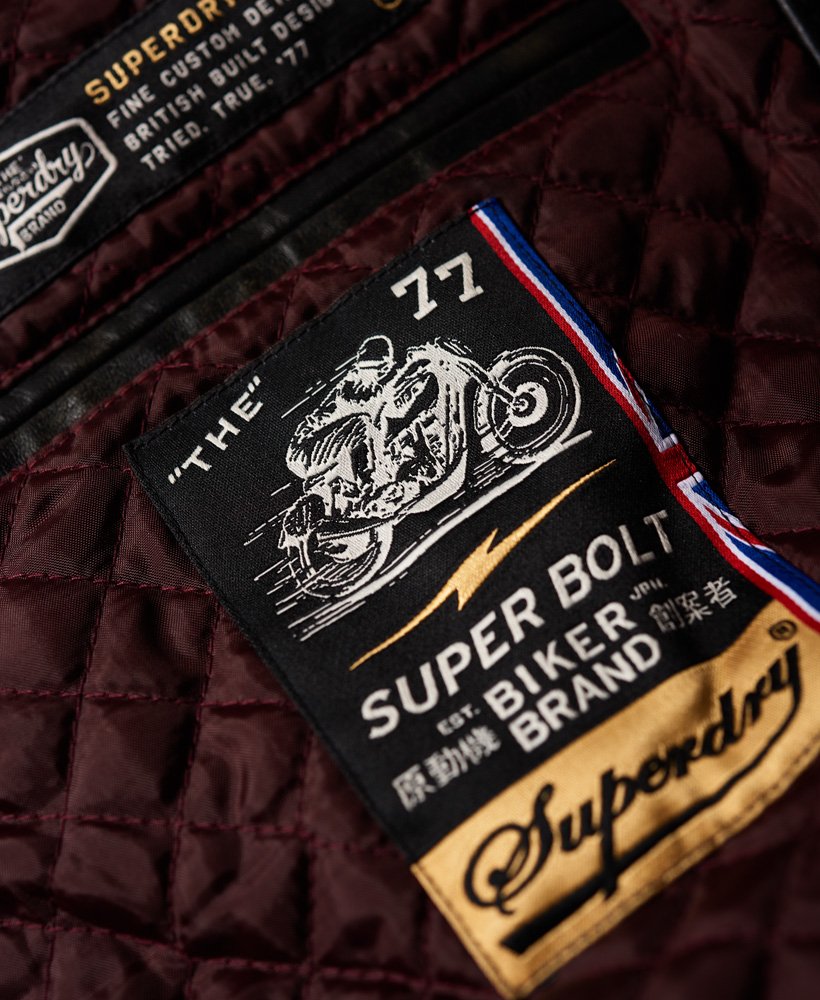 Mens - Endurance Road Trip Leather Jacket in Navy | Superdry