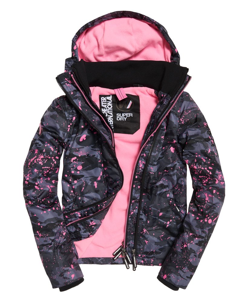 Womens - Arctic Hooded Print Pop Zip SD-Windcheater Jacket in Grey ...