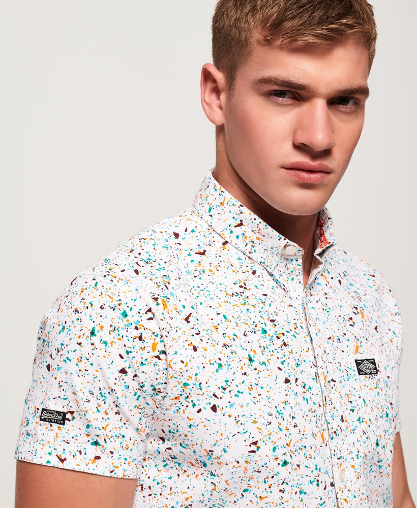 Men's - Shoreditch Short Sleeve Button Down Shirt in White | Superdry UK
