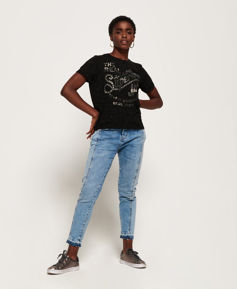 Superdry Keep It Rhinestone Boxy T skjorte Dame T skjorter Superdry Keep It Rhinestone Boxy T skjorte Dame T skjorter