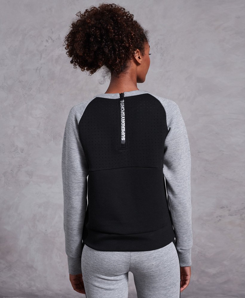 Womens Core Gym Tech Panel Crew Jumper in City Grey Marl Superdry