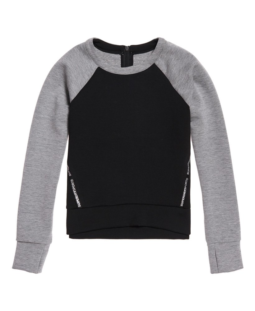 Womens Core Gym Tech Panel Crew Jumper in City Grey Marl Superdry