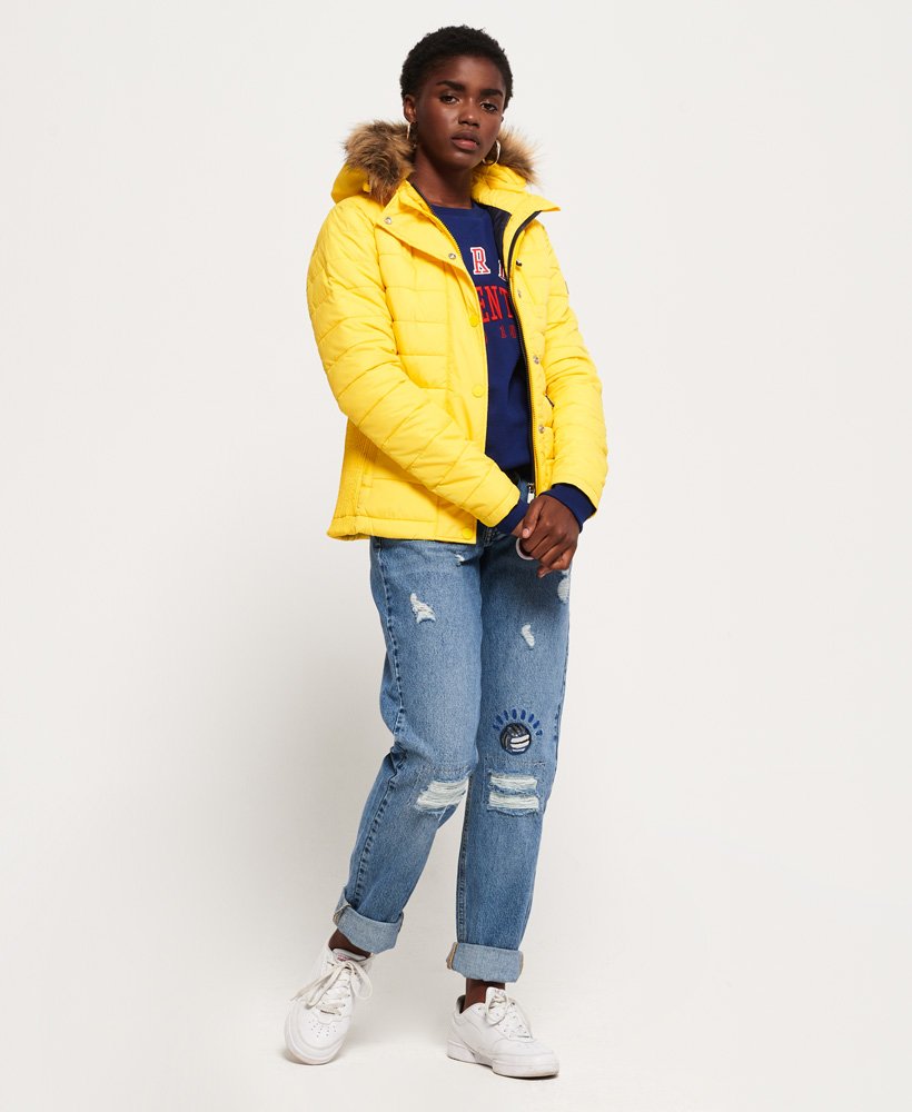 Womens - Fuji Slim Double Zip Hooded Jacket in Blazing Yellow | Superdry UK