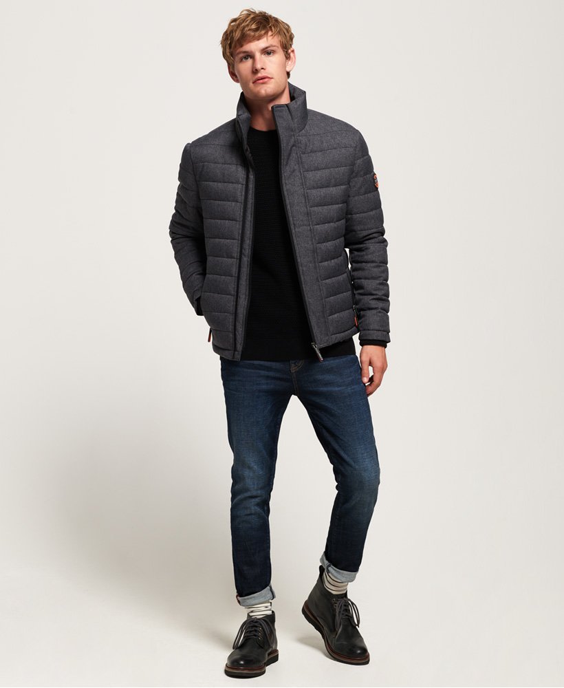 Men's - Tweed Double Zip Fuji Jacket in Black Tweed | Superdry UK