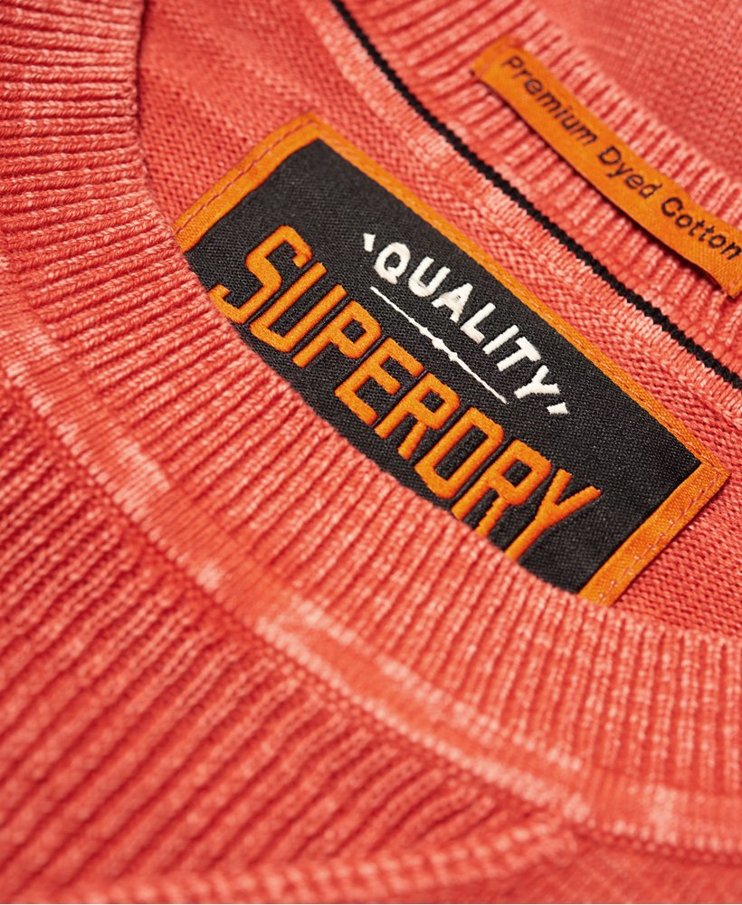 Mens - Garment Dye L.A. Crew Jumper in Worn Burnt Ember Orange | Superdry