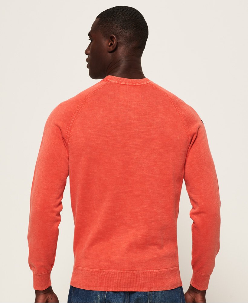 Mens - Garment Dye L.A. Crew Jumper in Worn Burnt Ember Orange | Superdry