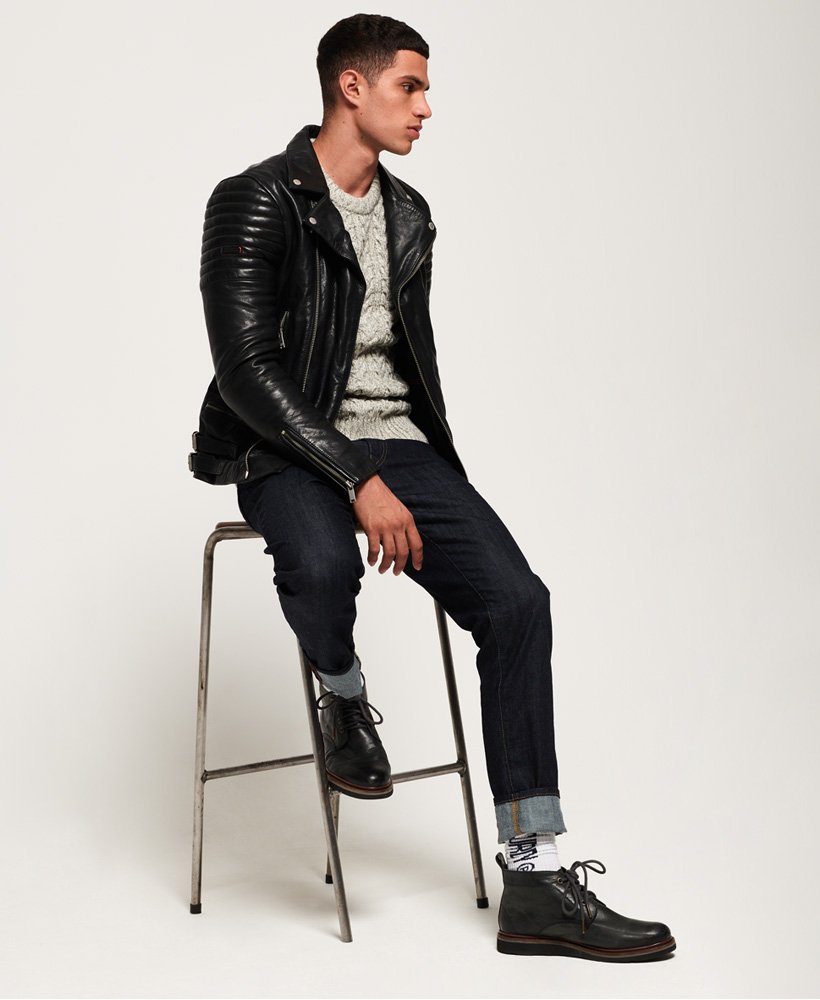 Mens - Premium Classic Leather Jacket in Black | Superdry