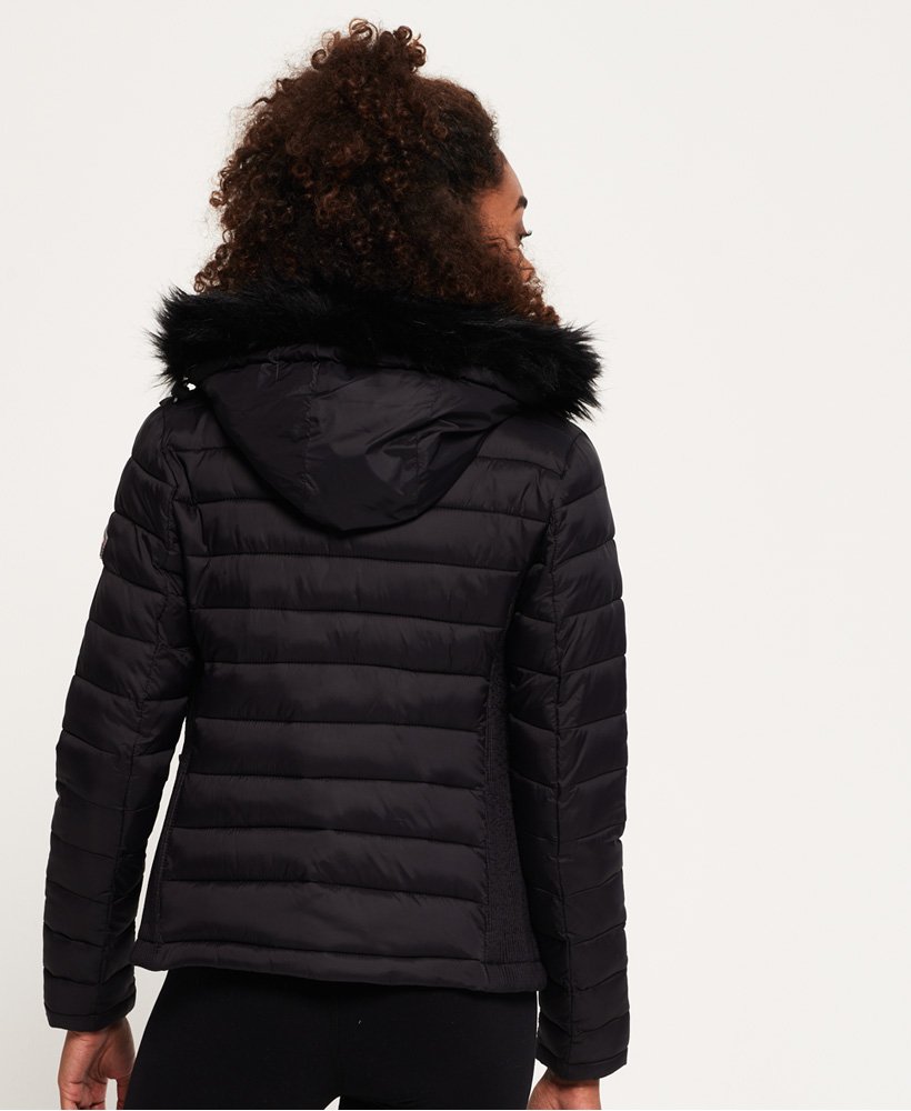Womens - Fuji Slim Double Zip Hooded Jacket in Black | Superdry UK