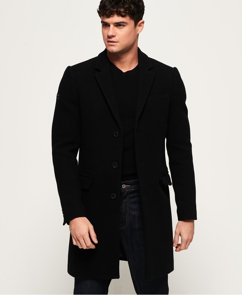Men's - Camden Overcoat in Black | Superdry UK