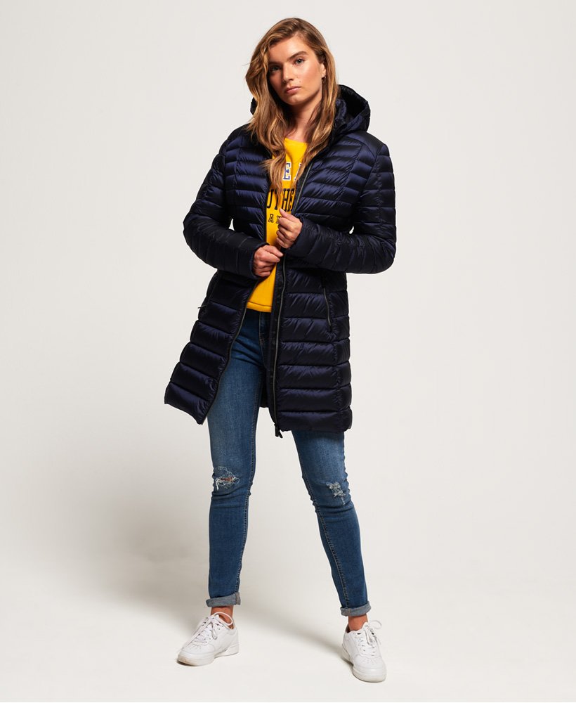 Womens - Blisse Down Parka Jacket in Luxe Navy | Superdry