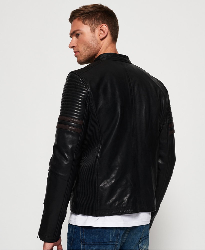 Men's Dantee Black Leather Varsity Jacket