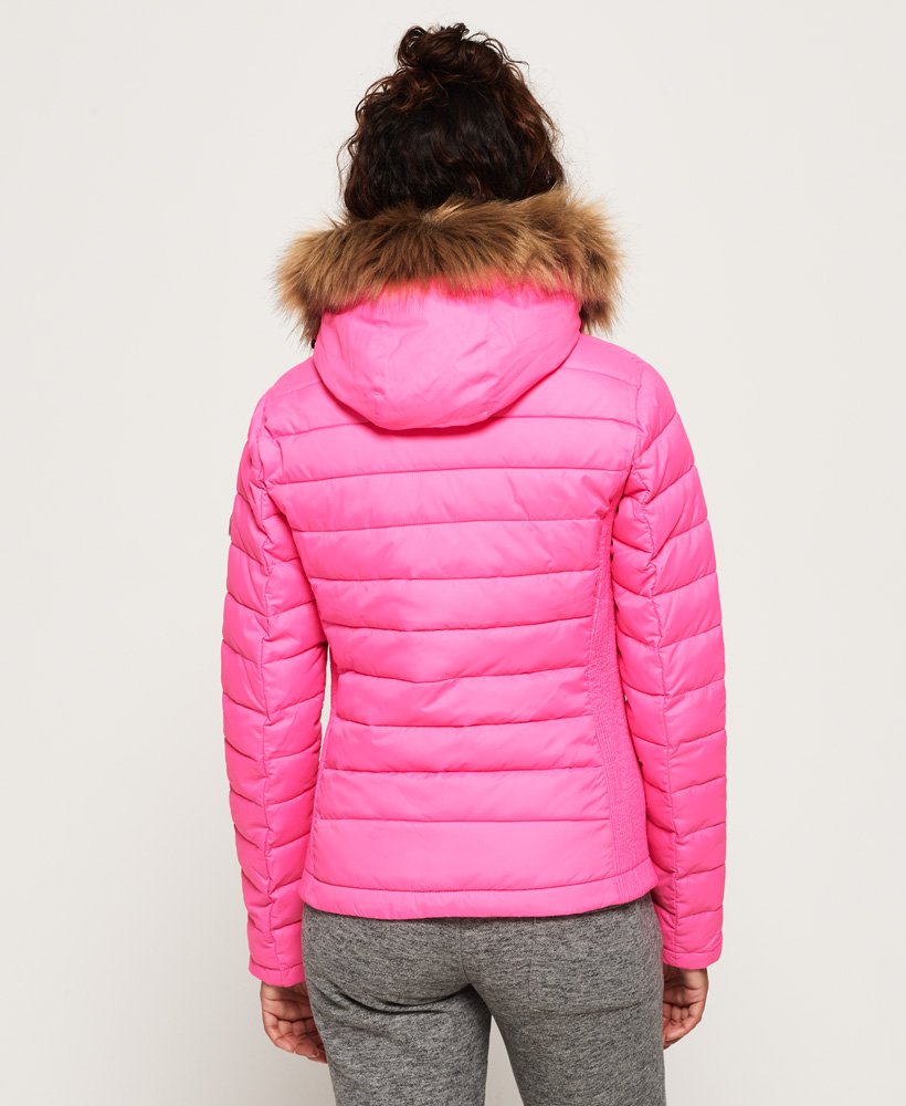 Womens - Fuji Slim Double Zip Hooded Jacket in Pink | Superdry