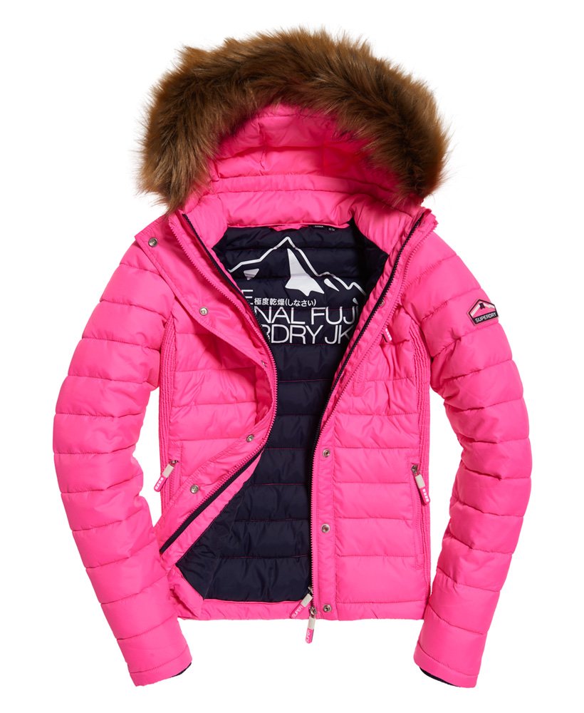 Womens - Fuji Slim Double Zip Hooded Jacket in Pink | Superdry
