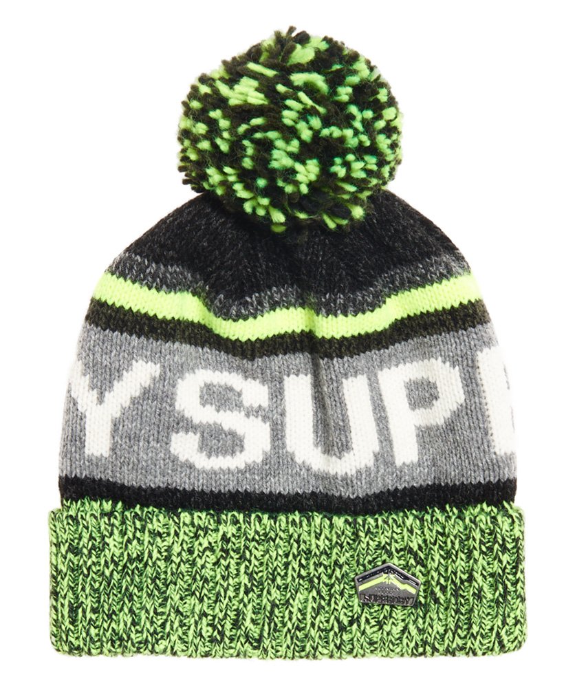 Men's - Super SD Logo Beanie in Charcoal/lime Mix | Superdry UK