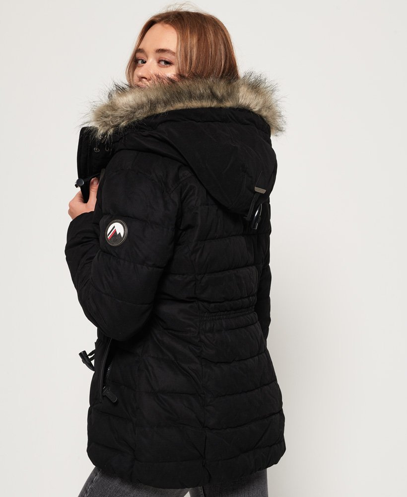 Womens - Microfibre Tall Toggle Parka Jacket in Black | Superdry UK
