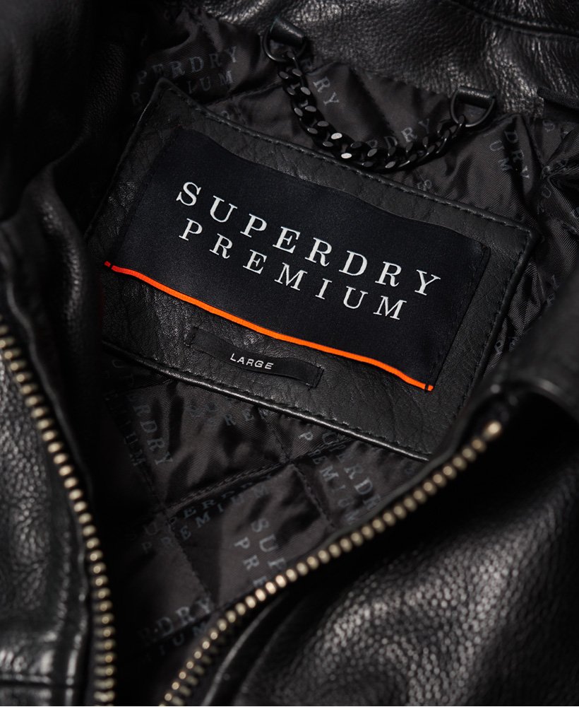 Men's Superdry Premium Indiana Leather Jacket in Black | Superdry US