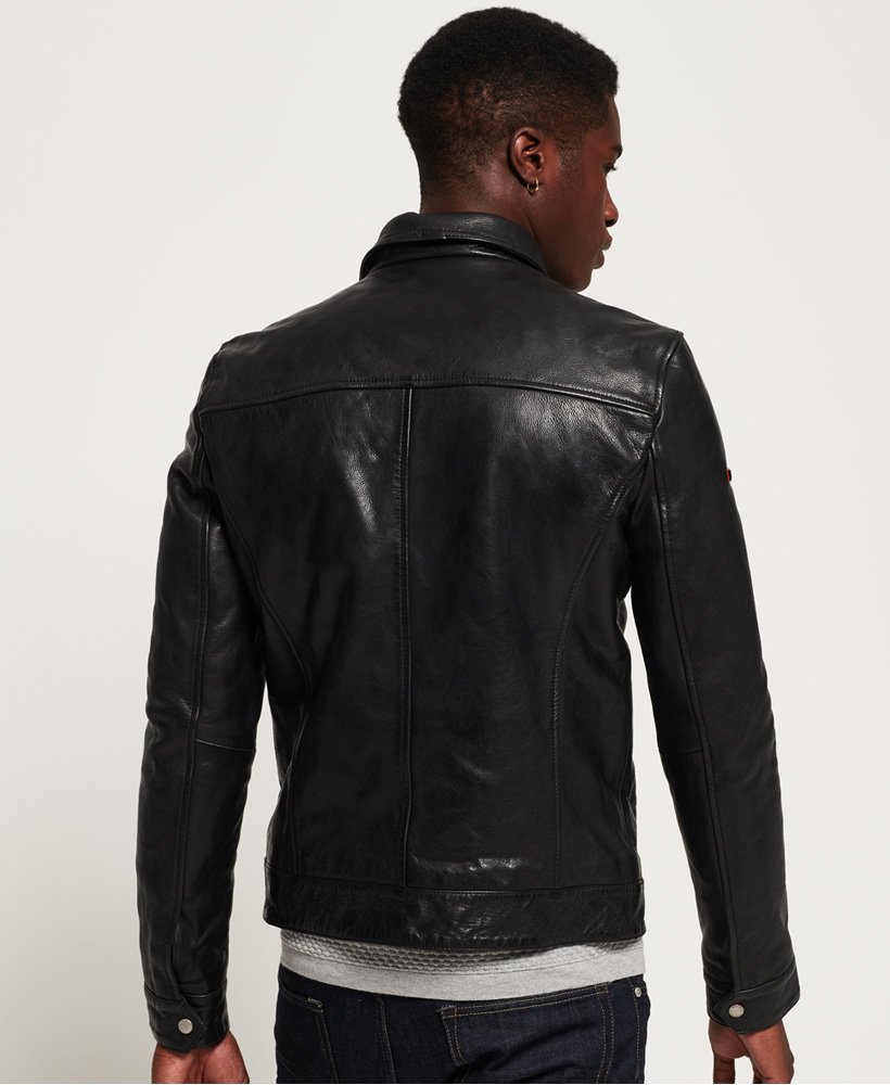 Men's - Superdry Premium Indiana Leather Jacket in Black | Superdry UK