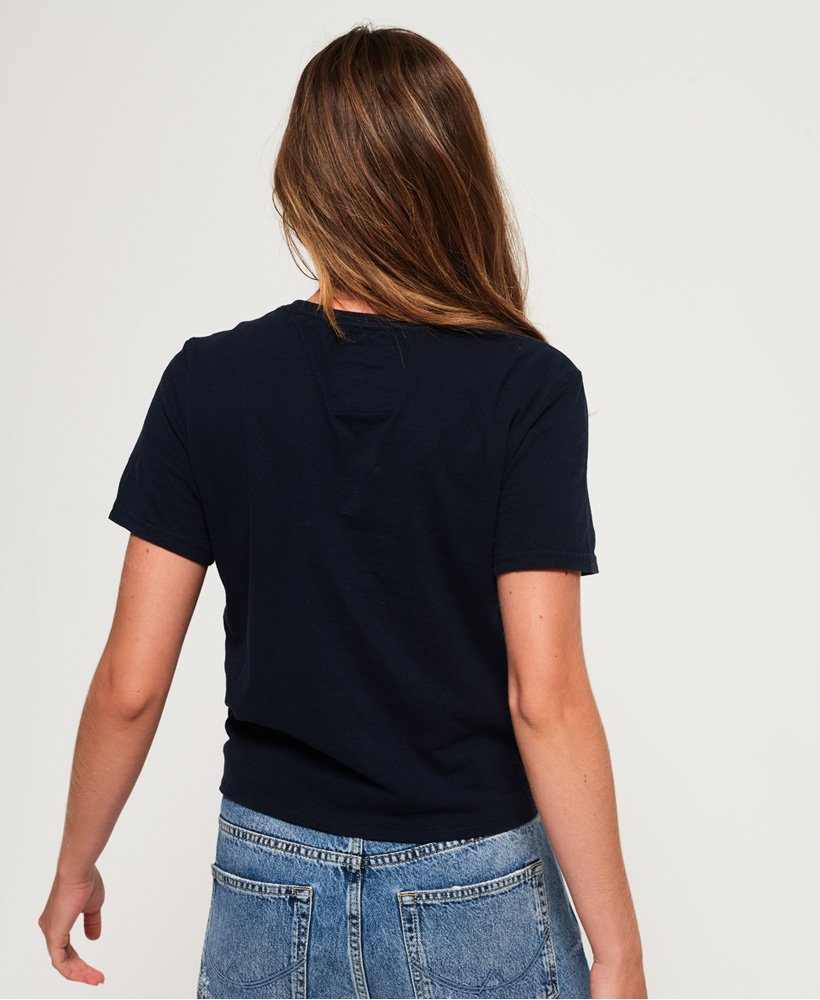 Womens - High Flyers Floral Knot Front T-Shirt in Navy | Superdry