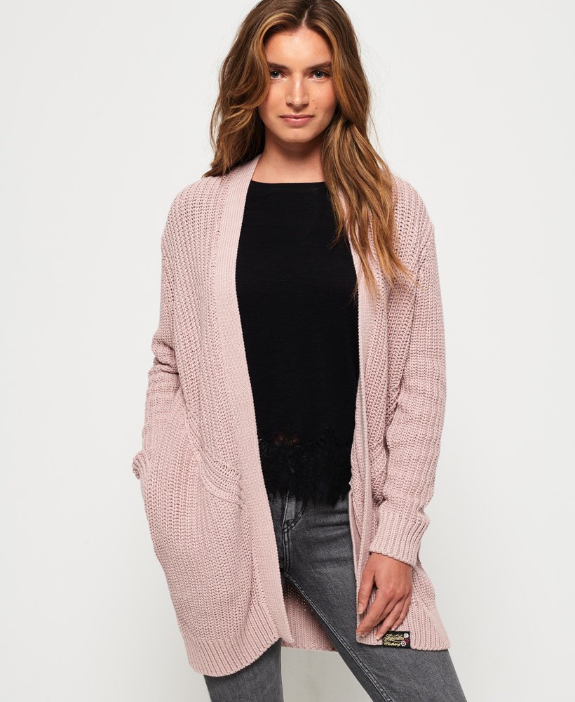 Womens - Brooke Ribbed Cardigan in Pink | Superdry