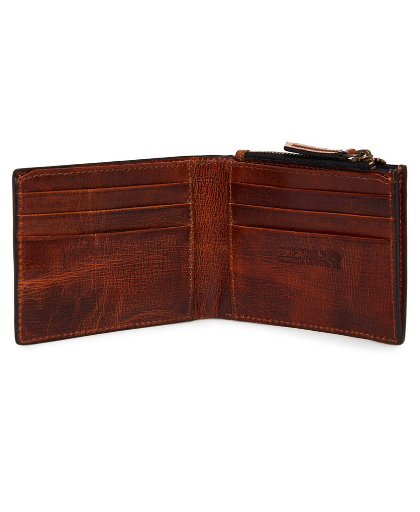 Mens - Profile Leather Wallet In A Tin in Tan | Superdry