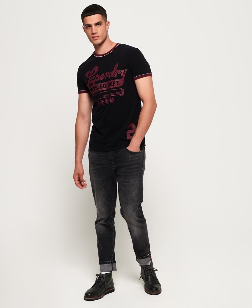 Mens - Pitch Field Ringer T-Shirt in Black | Superdry
